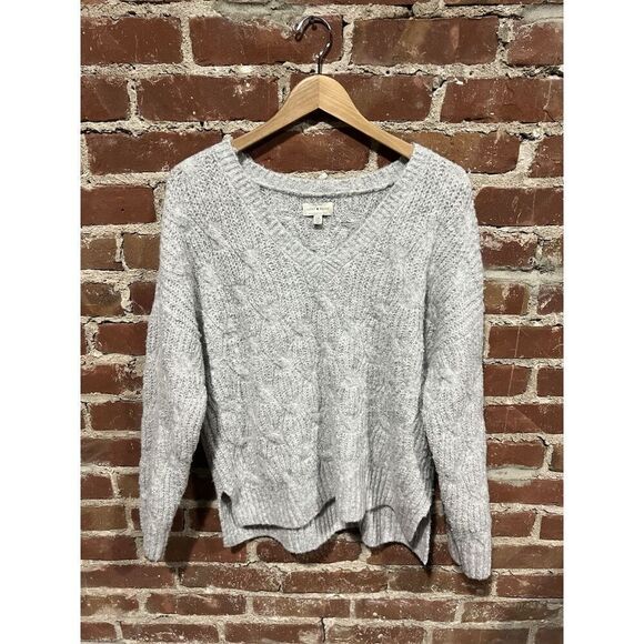 Lucky Brand Womens Gray Knit Long Sleeve Pullover Sweatshirt Size Large - Picture 1 of 3